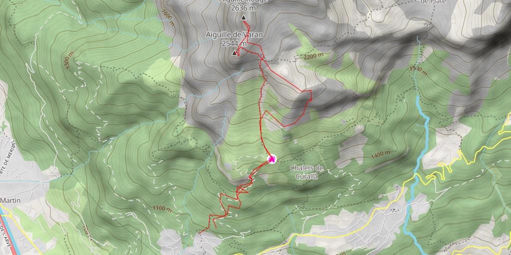 Map of the trail for Col de Barmerousse par le couloir Chapleu et aiguilles Grise et Rouge de Varan