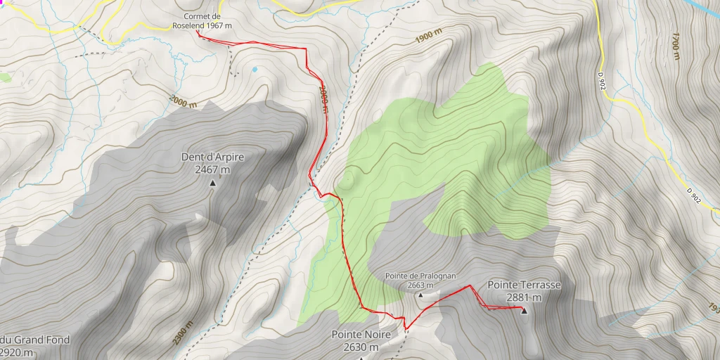 Map of the trail for Pointe Terrasse