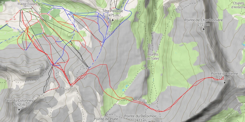 Map of the trail for Pointe d'Anterne Depuis Flaine par le Désert de Platé