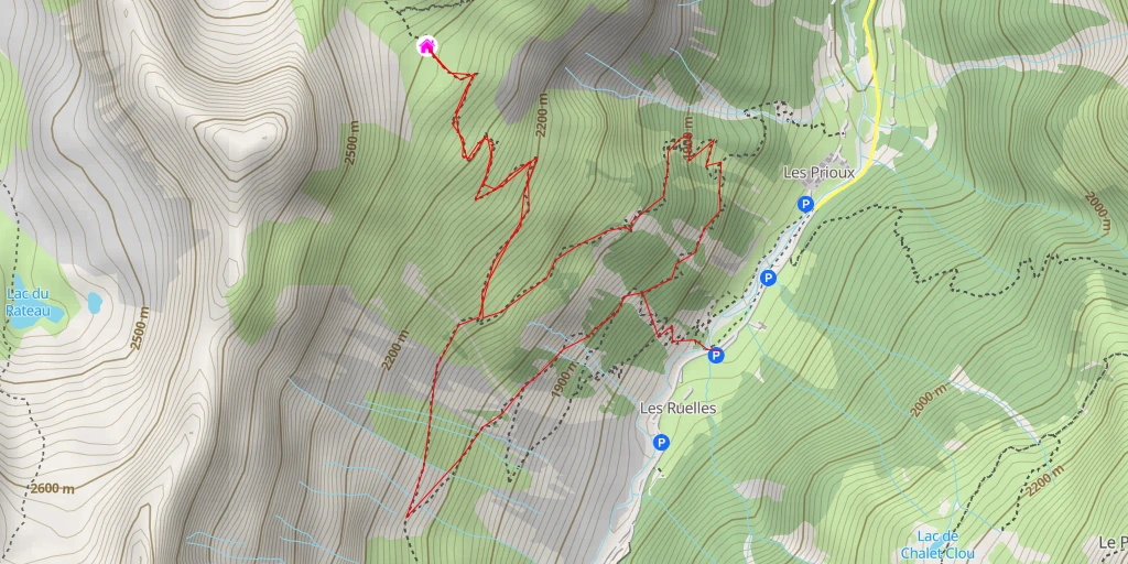 Map of the trail for Route des Prioux