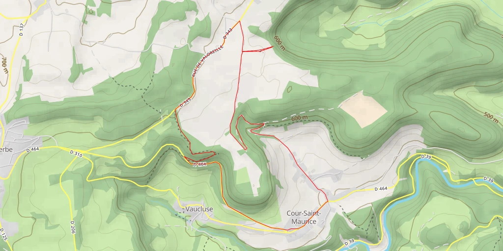 Carte de l'itinéraire :  Rue de Valoreille