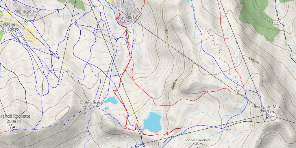 Map of the trail for Bellecôte - Roche de Mio - La Plagne-Tarentaise