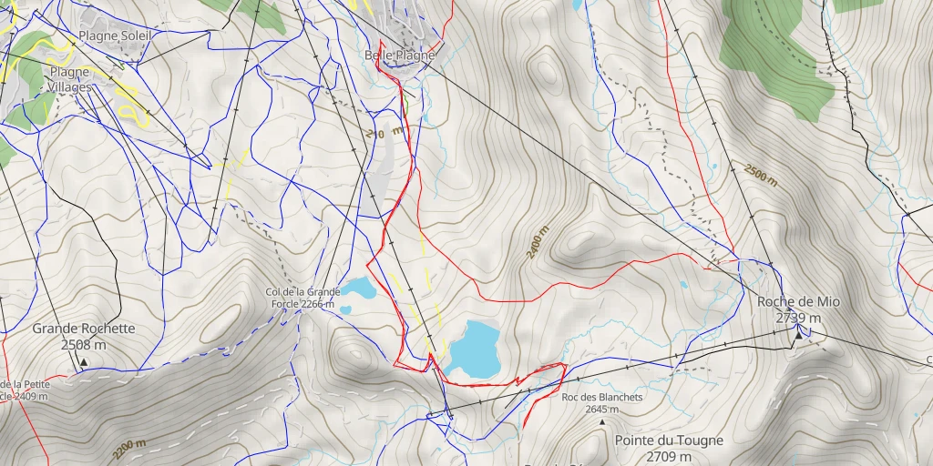 Map of the trail for Plateau de Carella - Belle Plagne - La Plagne-Tarentaise