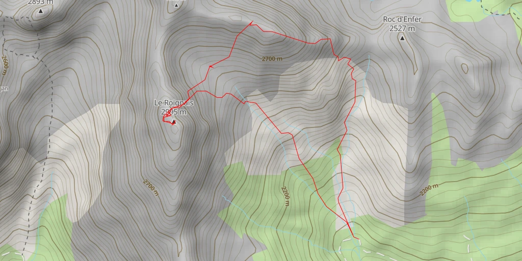 Map of the trail for Pointe de Leisette Arête E