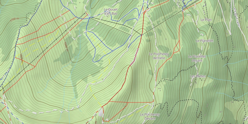 Carte de l'itinéraire :  Décollage FFVL "la Tete du Mottey