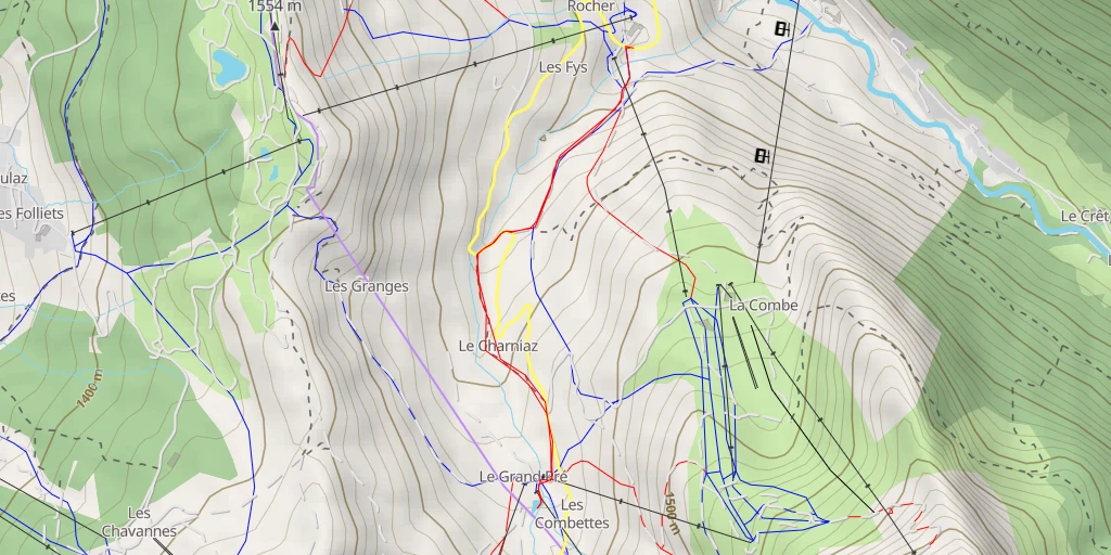 Carte de l'itinéraire :  Têtes - Route des Nants