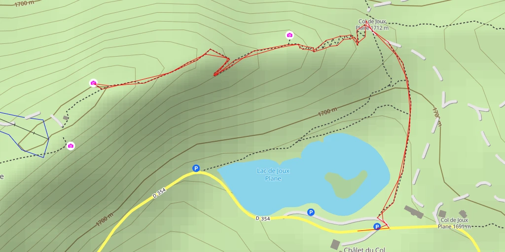 Map of the trail for Route du Col de Joux Plane