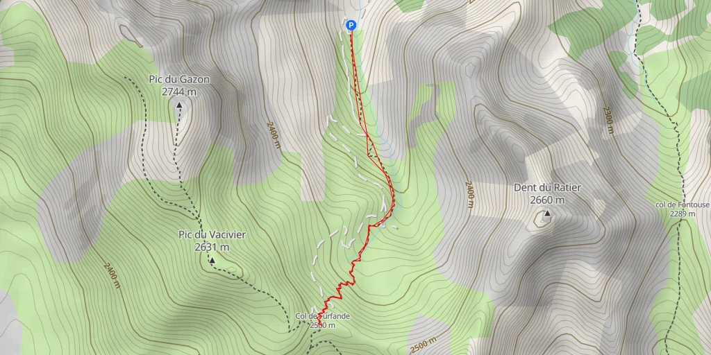 Map of the trail for Col de furfande