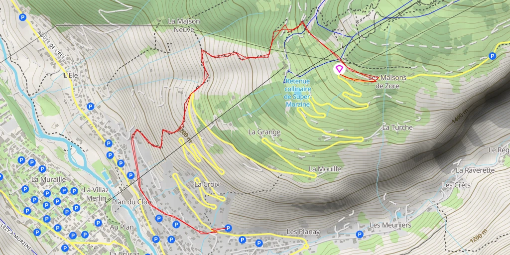 Map of the trail for Décollage FFVL Super Morzine