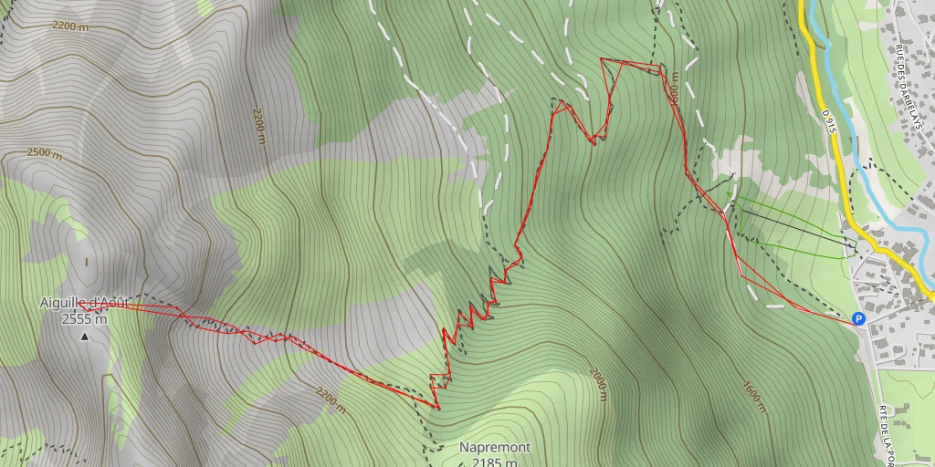 Map of the trail for Aiguille d'Août