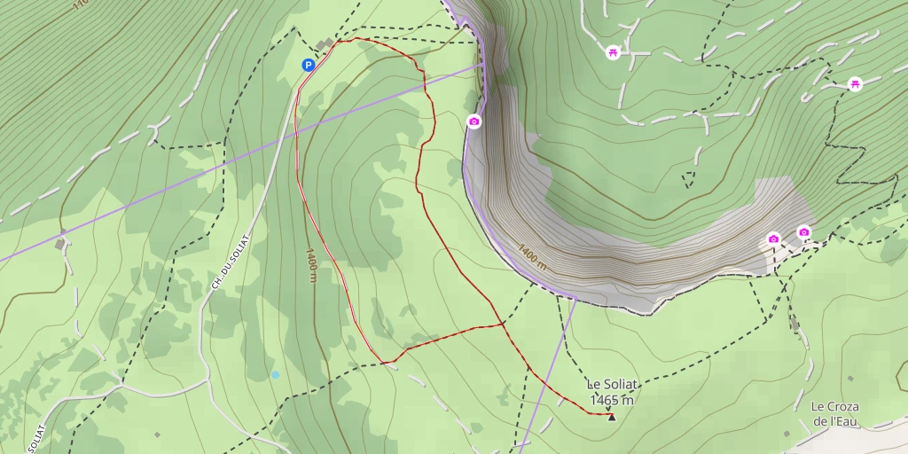 Map of the trail for Foto-Spot Creux du Van