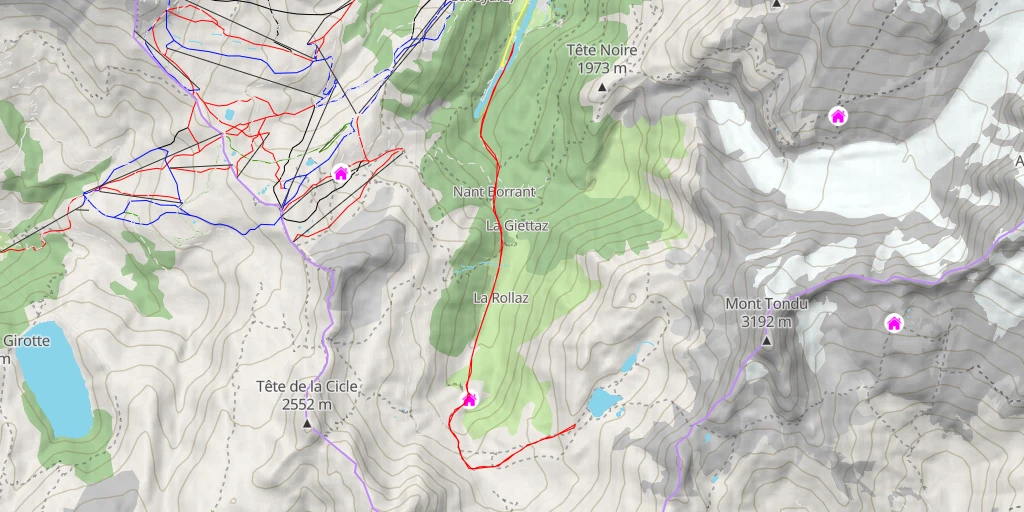 Carte de l'itinéraire :  Lacs Jovet - Ancienne Route Nationale 202