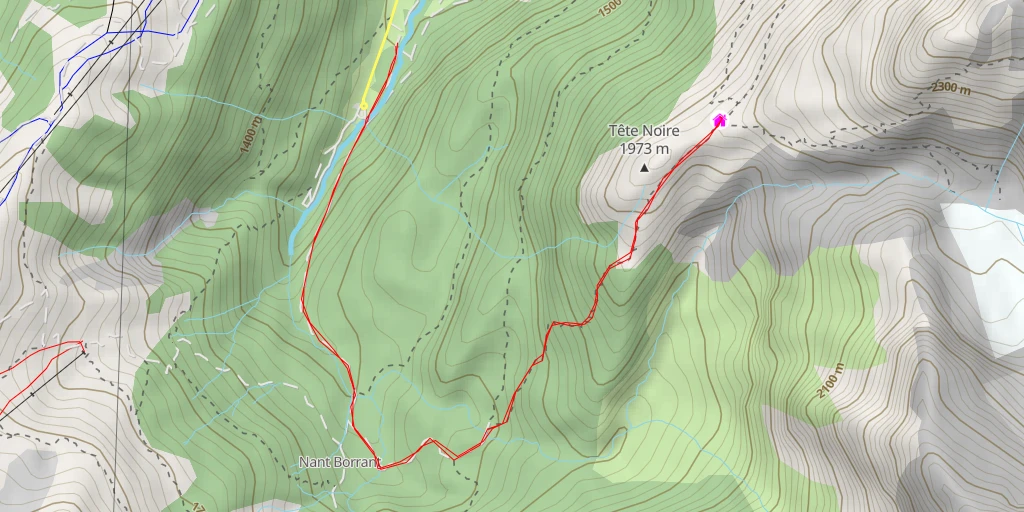 Carte de l'itinéraire :  Sentier de Tré-la-Tête à Nant-Borrant