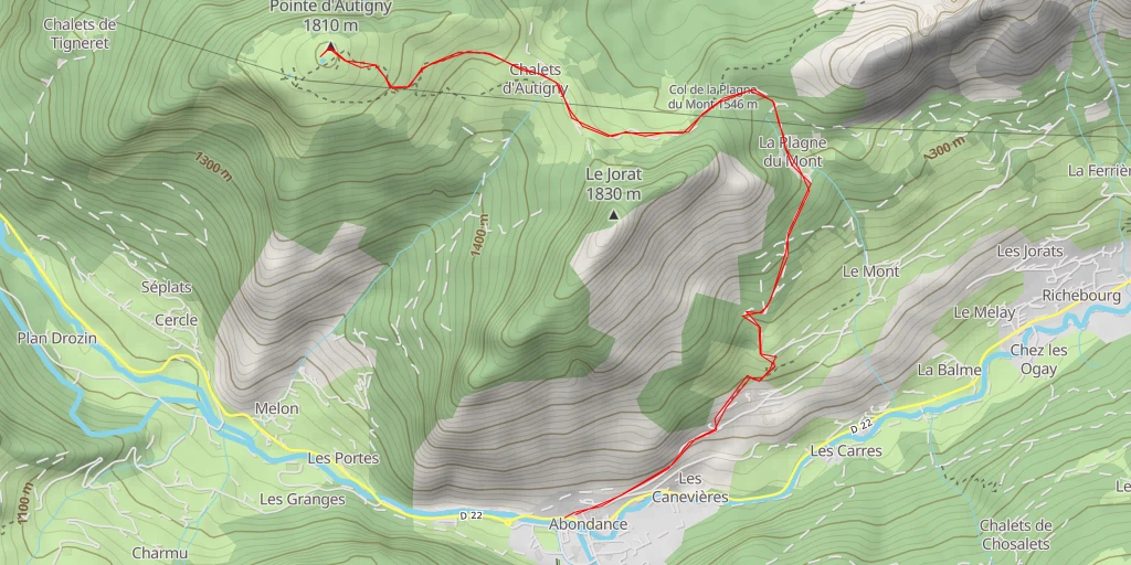 Map of the trail for Route de Bise-Ubine