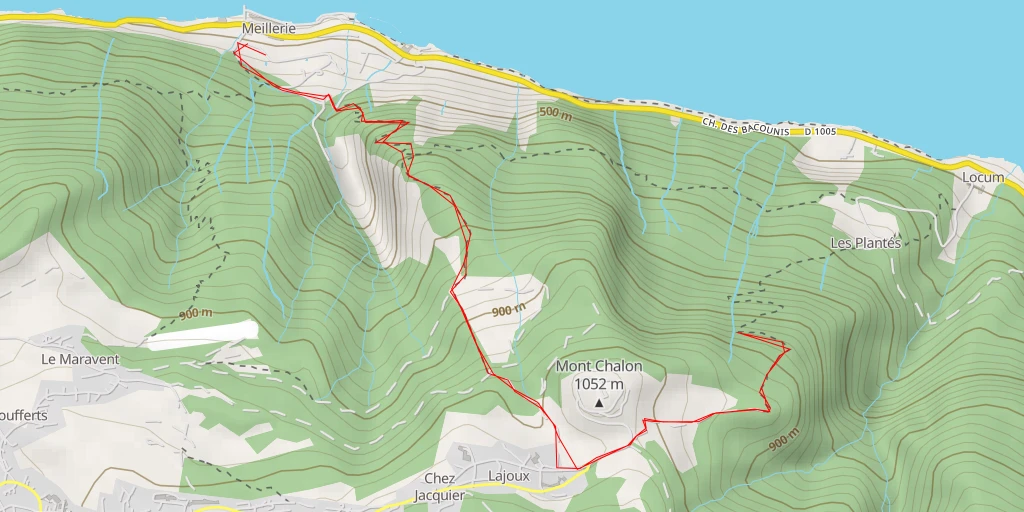 Map of the trail for Chemin de Lajoux à Meillerie - Chemin de Lajoux à Meillerie