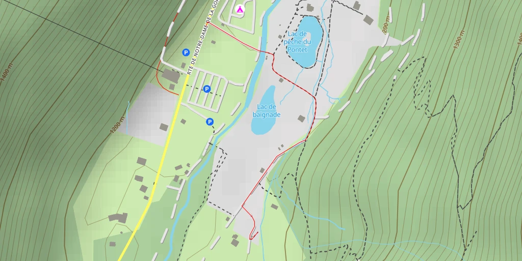 Map of the trail for Parc de loisirs du Pontet - Route de Notre-Dame-de-la-Gorge