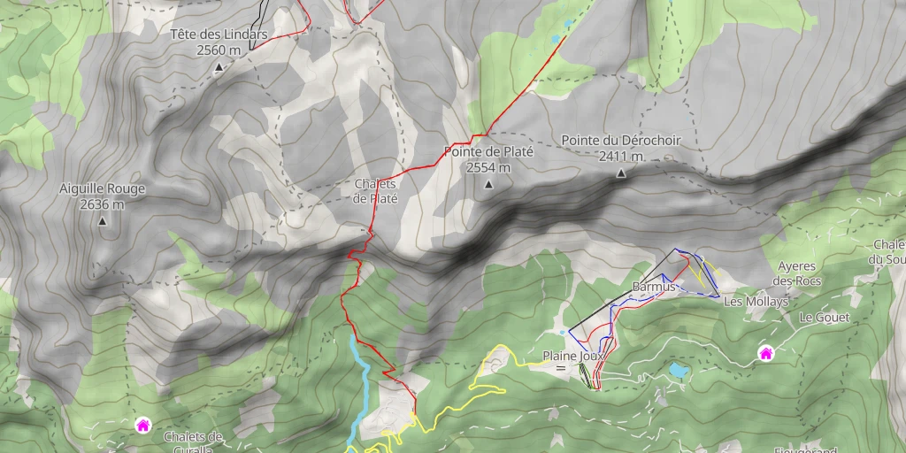 Map of the trail for Grandes Platières