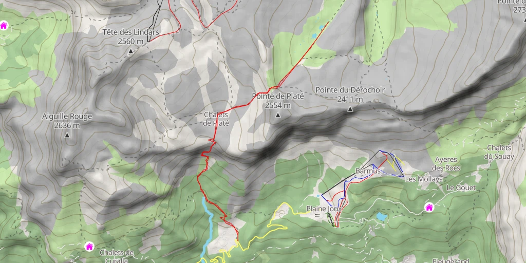 Map of the trail for Grandes Platières