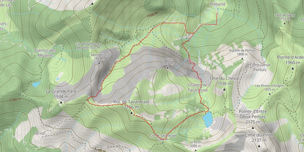 Map of the trail for Roc de Tavaneuse