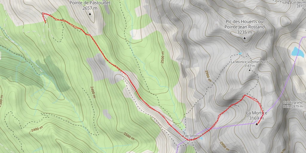 Map of the trail for La Mortice