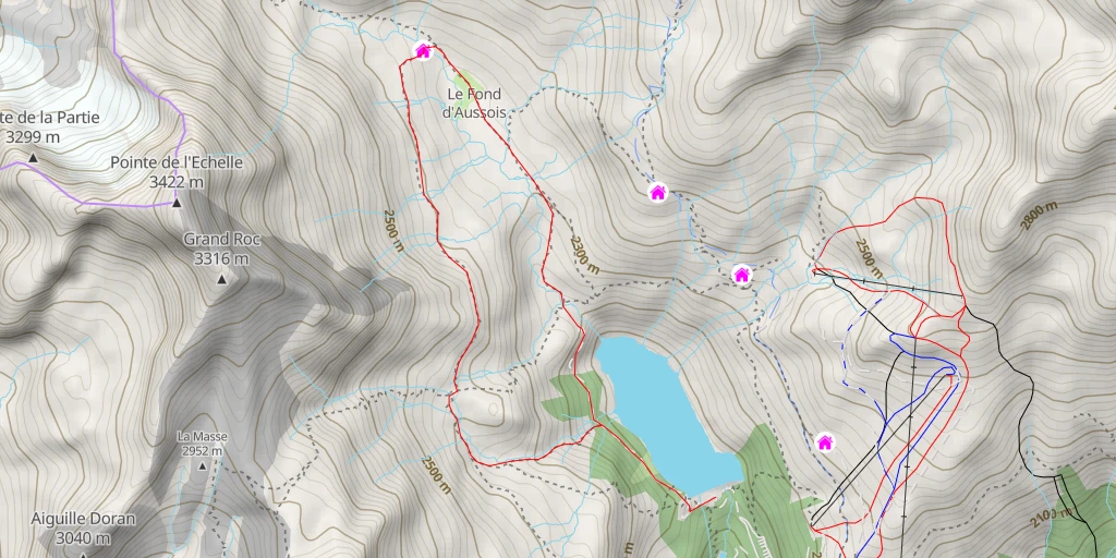 Map of the trail for Refuge du Fond d'Aussois