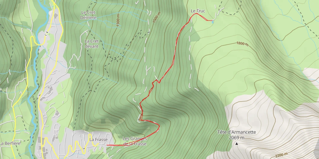 Carte de l'itinéraire :  Route des Chalets de Miage