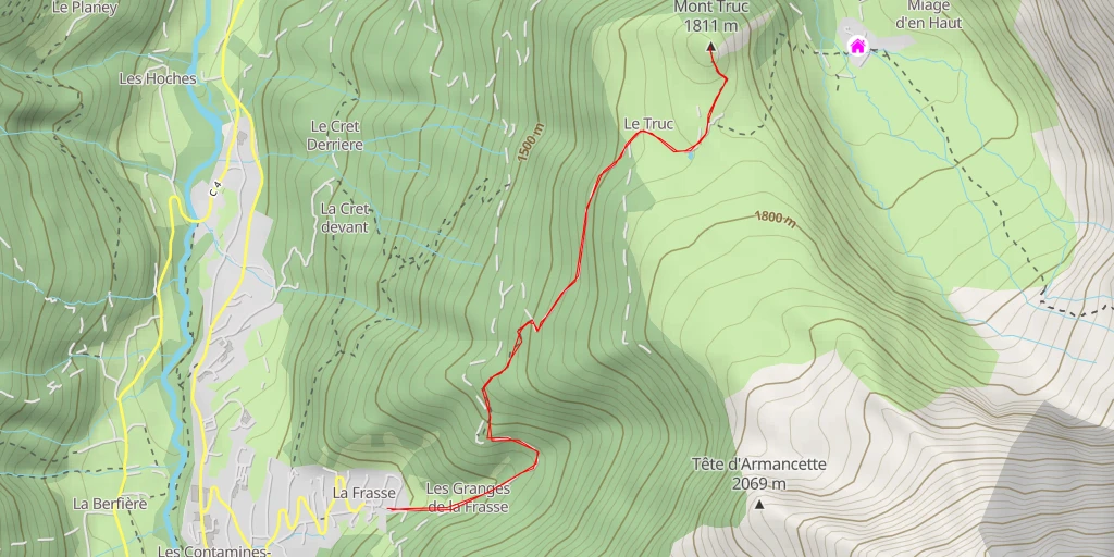 Carte de l'itinéraire :  Mont Truc