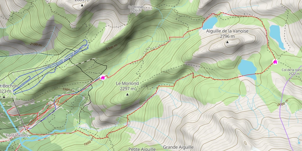 Map of the trail for Refuge du Col de la Vanoise