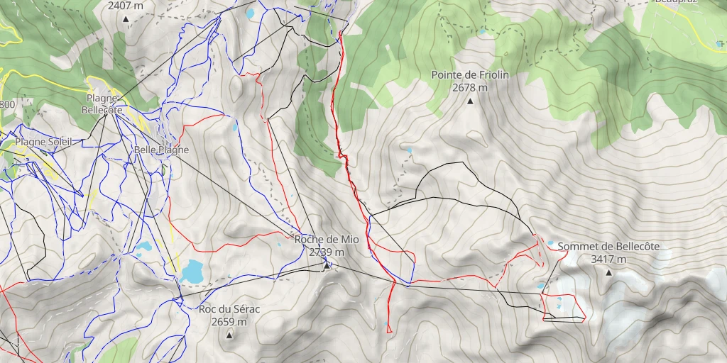 Map of the trail for Bellecôte - Roche de Mio - Bellecôte - Roche de Mio