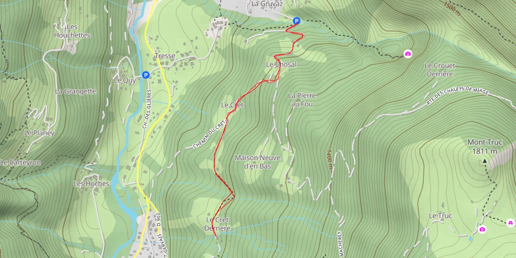 Map of the trail for Chemin du Crey - Chemin du Crey