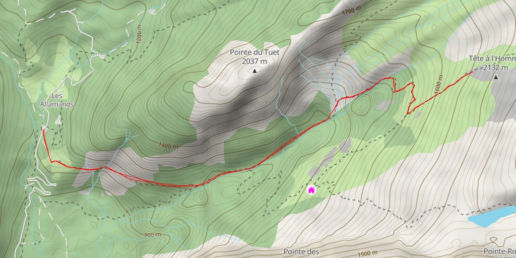 Map of the trail for Tête à l'Homme