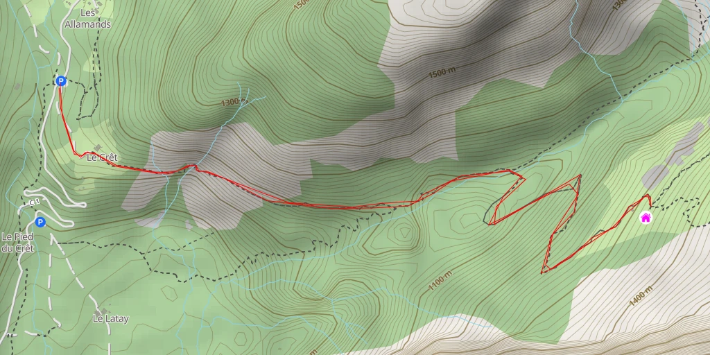 Map of the trail for Refuge de Folly