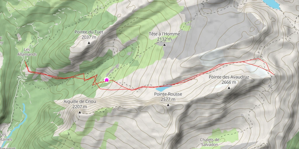 Map of the trail for Pointe de Bellegarde Versant N