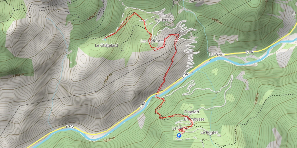 Map of the trail for Chapelle Saint-Marcellin - D 902