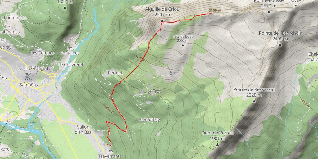 Map of the trail for Tête du Fer à Cheval