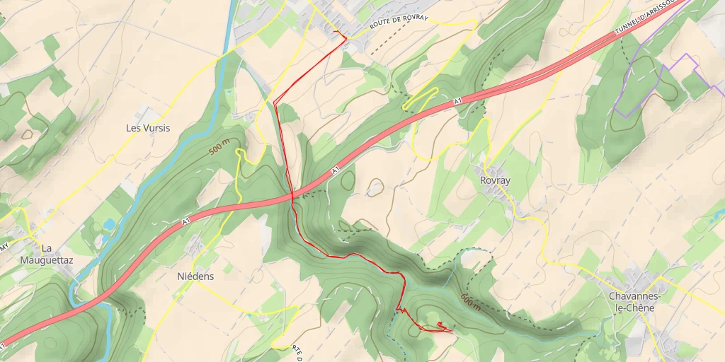 Carte de l'itinéraire :  Chemin de la Tour