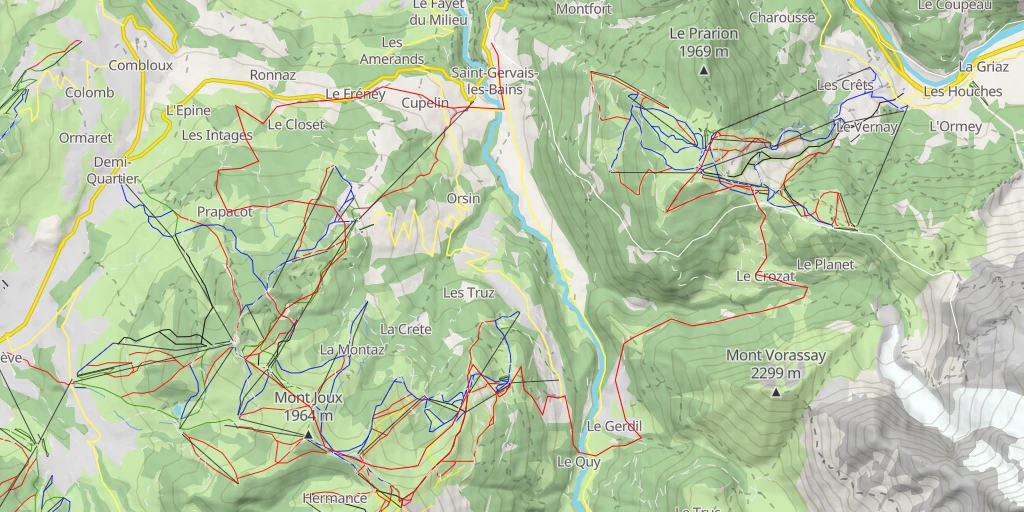 Map of the trail for Mont Joux Le tour de Saint-Gervais-les-Bains