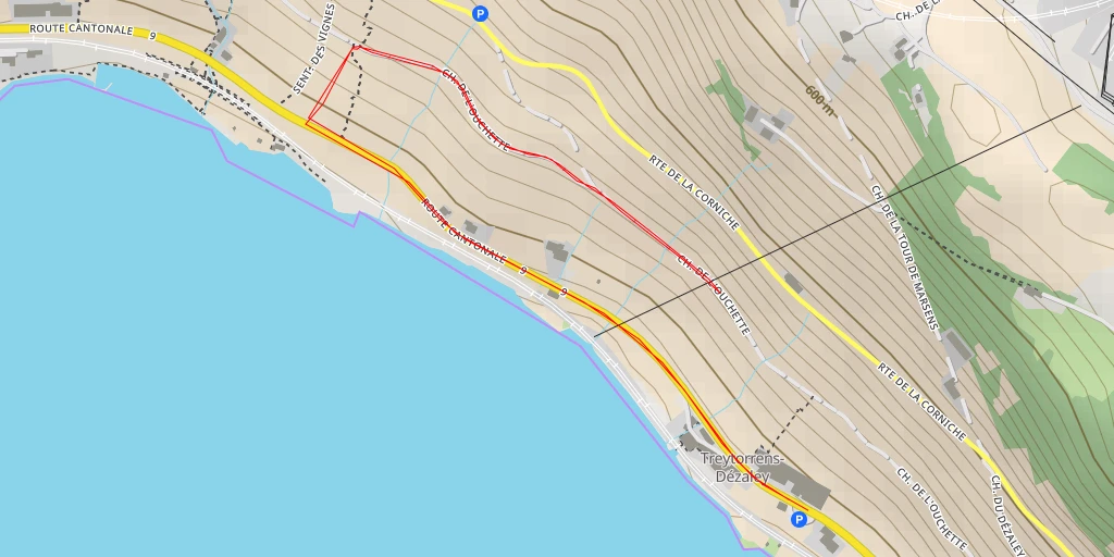 Map of the trail for Chemin de l'Ouchette