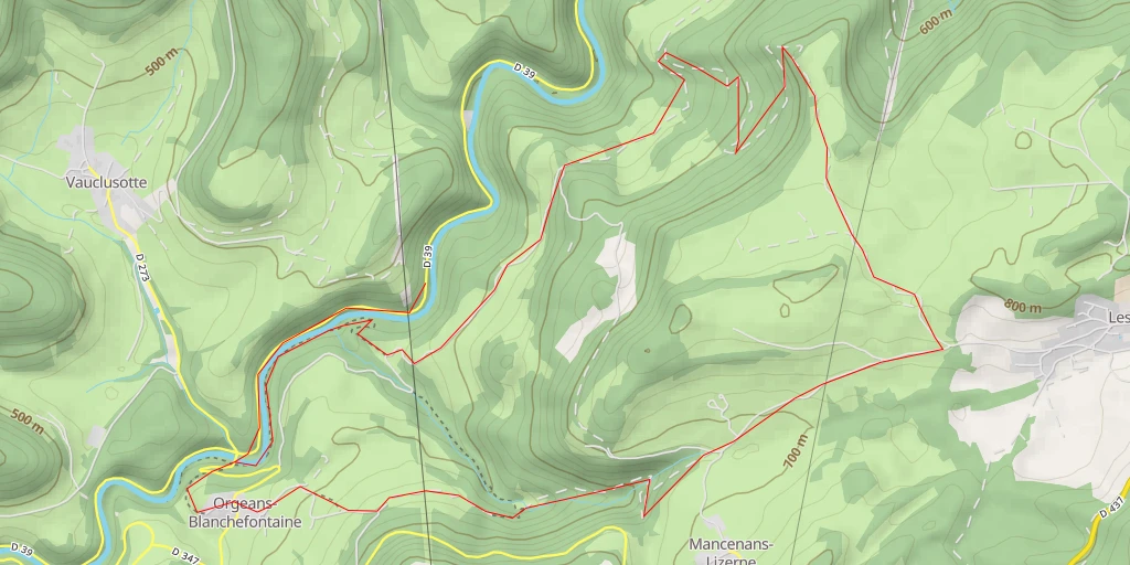 Carte de l'itinéraire :  Rocher du Bourbet