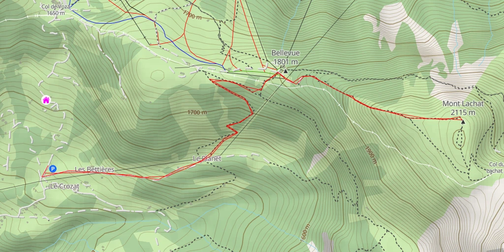 Map of the trail for Mont Lachat