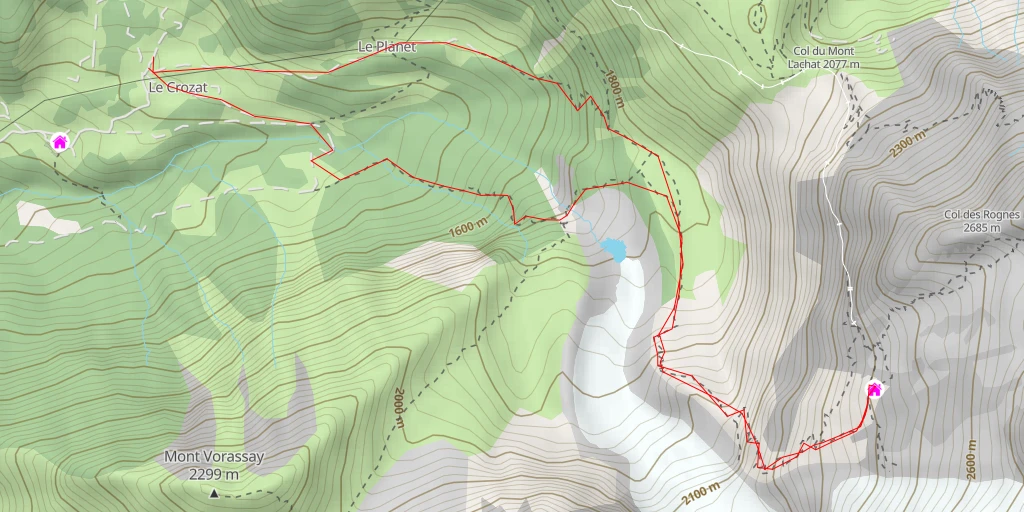 Carte de l'itinéraire :  Refuge du Nid d'Aigle