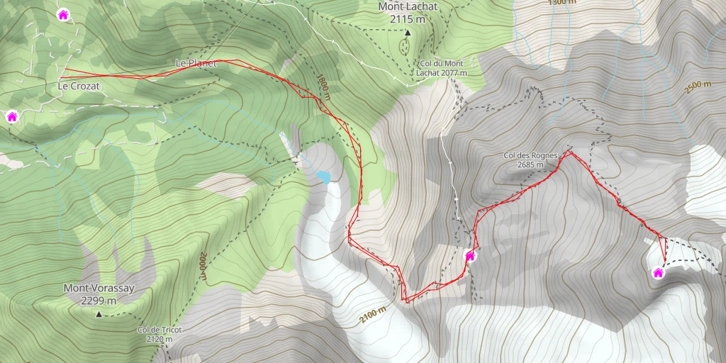 Map of the trail for Refuge d'hiver de Tête Rousse