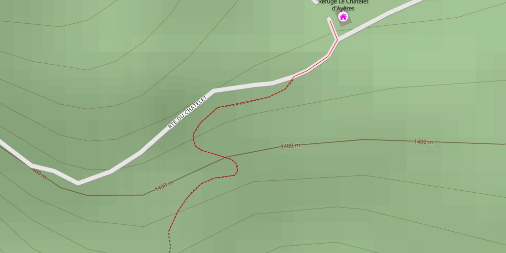 Carte de l'itinéraire :  Refuge Le Châtelet d'Ayères