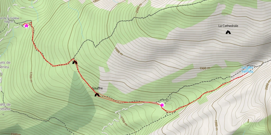 Map of the trail for Lac des Verdets