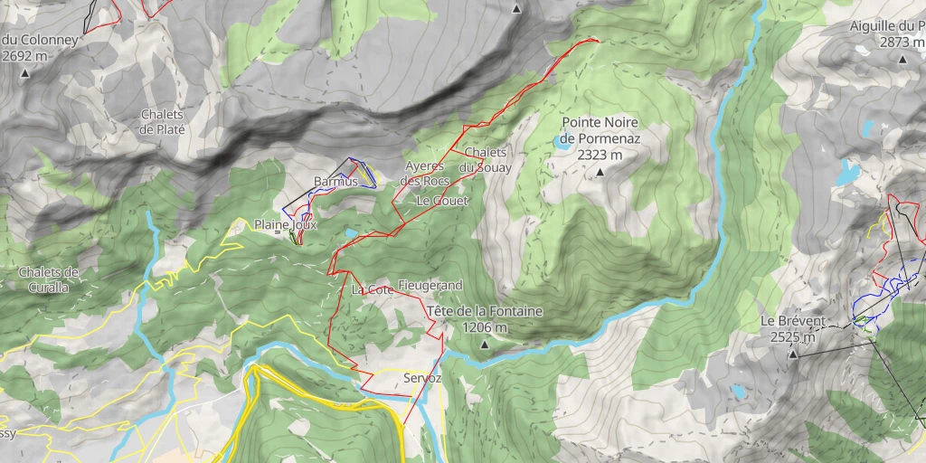 Map of the trail for Refuge de Moëde Anterne Accès VTT par les Ayères