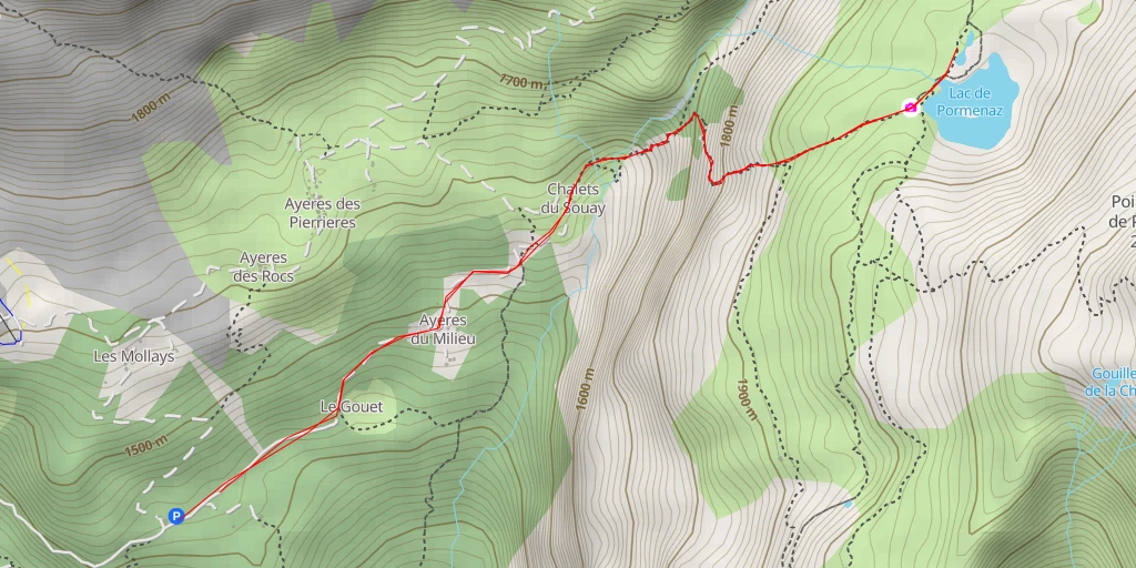 Carte de l'itinéraire :  99 - Sentier du Vuacheret