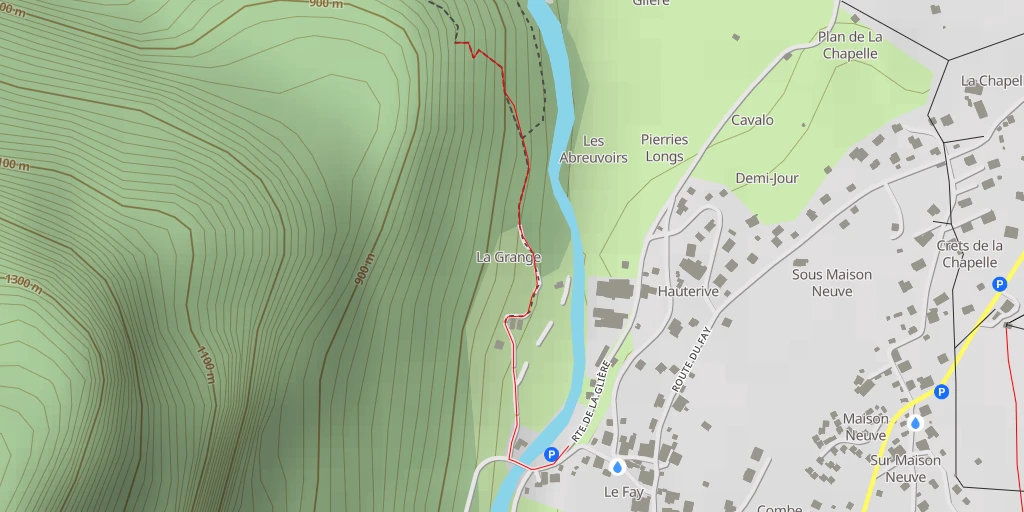 Carte de l'itinéraire :  Le Béné - Route de la Glière