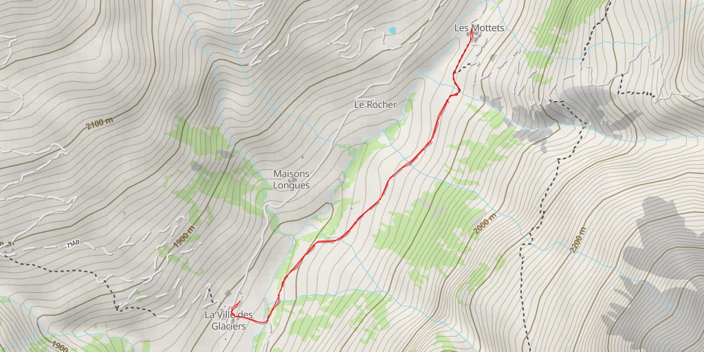 Carte de l'itinéraire :  Refuge des Mottets