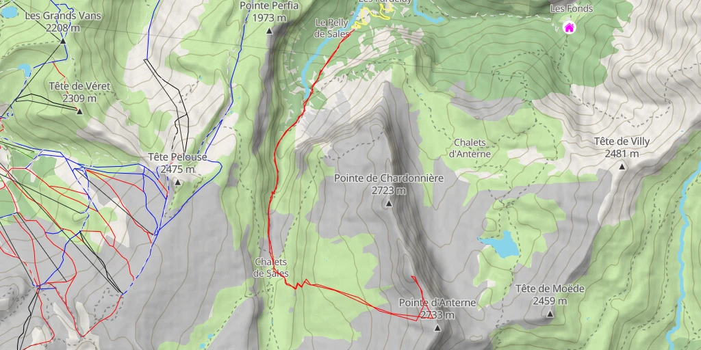 Map of the trail for Tête à l'Âne