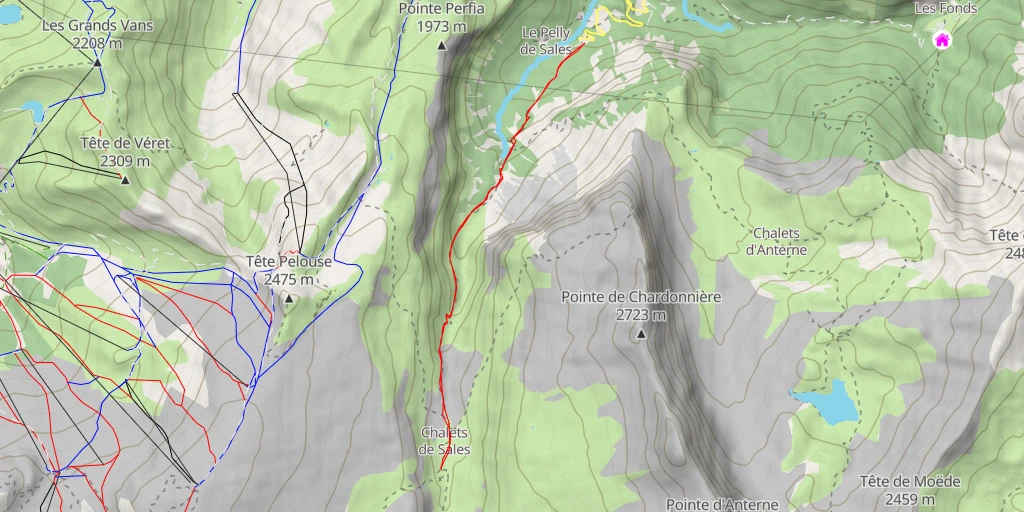 Map of the trail for Accès Pointe de Sales